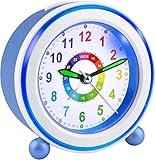 Juboos Kinderwecker ohne Ticken mit Schlummerfunktion und Nachtlicht, batteriebetriebener Lernwecker...