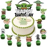 13 Stück Yoda Tortendeko, Glitter Cupcake Toppers, Kinder Geburtstag Kuchen Dekoration, Happy...