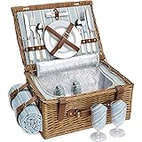 HappyPicnic Wicker Picknickkorb für 4 Personen, Willow Storage Hamper Service Geschenkset für...
