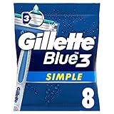 Gillette Blue 3 Simple Einwegrasierer Männer mit verbesserten Gleitstreifen Rasierer, 8 stück