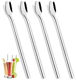 YFWOOD Kaffeelöffel-Set für Latte Macchiato, 4-teilig, langer Griff, 20,5 cm, Eiscreme-Eislöffel,...