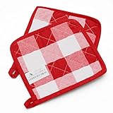 Topflappen Set - 2X Praktische Topflappen Karo - Ökologische Topf Lappen aus 100% Baumwolle -...