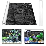 Gohytal Aquarium Poster, 120x40cm PVC Statisch Haftender Aquarium Hintergrund Schwarzer Fels...