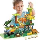 BuzzoXerex Murmelbahn Bausteine Dinosaurier Set, 126pcs Kinder STEM Kugelbahn Spielzeug,...