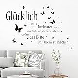 wondever Wandtattoo Sprüche Glücklich Wandaufkleber Zitate Inspirierende Schwarze Wandsticker...