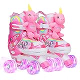 Kinder Einhorn-Puppe Rollschuhe für Mädchen 4 Größen Verstellbar Mit Leuchtenden Rädern Quad...