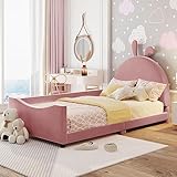 ACQCA Gepolstertes Tagesbett in Doppelbettgröße mit Kopfteil in Hasenohrenform und robustem...