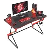 CubiCubi Gaming Tisch 100 x 60 cm, Gaming Schreibtisch mit Kohlefaseroberfläche, Computertisch mit...