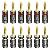 Sequpr Bananenstecker 24k Vergoldet Banana Steckverbinder Schraubbar Bananenstecker 4mm für...