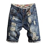 Lässige Herren-Shorts, Baumwolle, lockere Passform, Stretch, zerrissene Denim-Shorts mit Taschen,...
