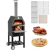 VEVOR Outdoor Küchenofen, 30cm Pizzagröße 2Schichten Holzkohle Garten Herd Pizzaofen...