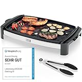 LEBENLANG Tischgrill Elektrisch 2000W - Inkl. Grillzange I 45x30cm I Plancha Elektrogrill für...