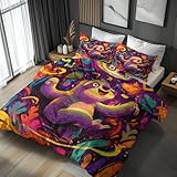 Tiere Graffiti Bettwäsche 200x200 Bügelfreie - Zweige Blätter Abstrakt Muster, Renforce...