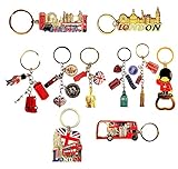 Set mit 10 gemischten London-Schlüsselanhängern, britisches Souvenir, Schlüsselanhänger mit...