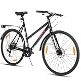 HILAND 28 Zoll Aluminium Rennrad, 7-Gang Schaltung Pendlerfahrrad mit Scheibenbremsen, 700C...