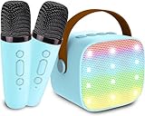 Karaoke Maschine Kinder, Mini Karaoke Maschine mit 2 Mikrofonen, Spielzeug ab 3-12 Jahre Mädchen...