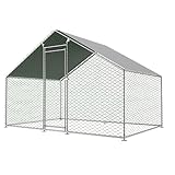 Freilaufgehege Hühnerstall 3x2x2m mit Sicherheitsschloss und Wasserdichtes PE-Tuch, Freilaufgehege...