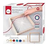 Rayher Holz Webrahmen, 23x23 cm, quadratisch, Webbreite 18 cm, All-in-one-Starterset mit Rahmen,...