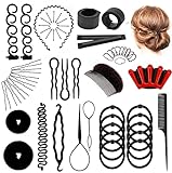 Haare Frisuren Hilfe Set, Haar Zubehör DIY Kit,Knotenringe für Haarstyling, Haargeflecht Werkzeug...
