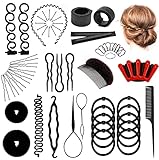 Haare Frisuren Hilfe Set, Haar Zubehör DIY Kit,Knotenringe für Haarstyling, Haargeflecht Werkzeug...