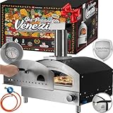 Heidenfeld Gas Pizzaofen Venezia | Gasofen - 500°C - Pizza Ofen - Pizzamaker - Edelstahl - Brot...