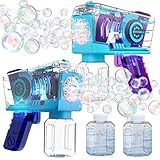 EagleStone 2er-Pack automatische Seifenblasenpistole mit 10 Düsen und LED-Licht,...