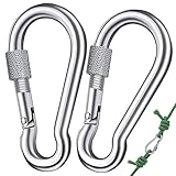 Superstarke Schraub Karabiner 304 M8 Groß Schraubkarabiner Edelstahl Karabiner mit Schraube 80 x...