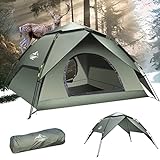 Camping Zelt Automatisches Sofortzelt 2-3 Personen Pop Up Zelt, Doppelschicht Wasserdicht &...