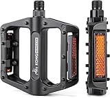 KONG MING CAR Fahrradpedale, rutschfeste MTB Pedale aus Aluminium mit Reflektoren, 9/16 Zoll...
