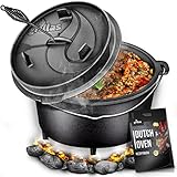 grillas Dutch Oven Set inkl. Rezeptideen | bereits eingebrannt - preseasoned | Feuertopf Gusseisen I...