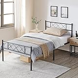 Yaheetech Modern Metallbett Bettgestelle mit Lattenrost, Doppelbett/Einzelbett, Bettrahmen mit...