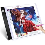 Guiseapue Leuchttisch A4 für 5D Diamond Painting Zubehör, Dimmbar Led Licht Pad, Diamant Painting...