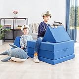 KIDOO® Praktisches 4-in-1-Kinderspielset Blau | Kletter- und Krabbel-Set | Aktivitätsspielblöcke...