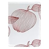 Ausgehöhlte Reisepasshülle für Damen und Herren, burgunderrote Apfelzeichnung, Reisepasshülle,...