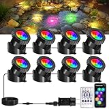 T-SUNUS Teichbeleuchtung LED Unterwasser, 8 in 1 Unterwasser Strahler RGB mit Bluetooth APP...