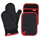 Coziselect Ofenhandschuhe, Hitzebeständige Topfhandschuhe und Topflappen Set, Silikon Anti-Rutsch...