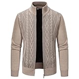 Generisch Strickpullover Herren Slim Fit Strickjacke Mit Reißverschluss Wolljacke Warm Strickjacken...