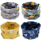 4 Stück Kinder Loop Schal Baby Wärmer Baumwolle Schal Jungen Mädchen Baumwolle Schlauchschal...