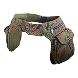 Kunst und Magie Doppel Bauchtasche Sidebag Gürteltasche Festivaltasche Hippie Goa, Farbe:Army Green