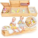 SCHRIMA® 4 in 1 Sandkasten aus lackiertem Massivholz - Wasserwanne und Staufach neben großem...