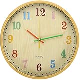 WUWEOT Wanduhr Kinder Lautlos 30cm Kinderwanduhr Wall Clock Modern Quartz Wanduhr für Jungen und...