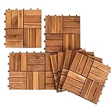 Herrselsam Holzfliesen Terrassenfliesen, 30x30 cm Holzfliesen aus Akazien Holz, 12 Latten Fliese...