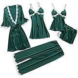 Pyjama Vierteiliges Set Damen Nachtwäsche Sommer Baumwolle Schlafshirt Sexy Dessous Negligee...