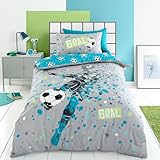 Bedlam Bedding Blauer Aqua-Fußball-Bettbezug – Einzelgröße (200 x 140 cm) – wendbar (2...