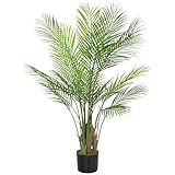 HOMCOM Künstliche Palme groß 120cm Kunstpflanze, Plastik Künstliche Pflanzen im Topf,...