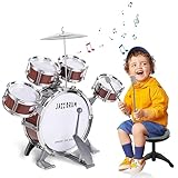 Kinderschlagzeug,Schlagzeug für Kinder Set 5 Trommelns mit Hocker Percussion-Musikinstrumente,Jazz...