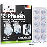 CLENESSO 2-Phasen Reinigungstabletten Kaffeevollautomaten (20 Stück) – Kaffeevollautomat...