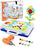 Klsniur Spielzeug ab 3 Jahre Mosaik Steckspiel mit Elektrische Bohrmaschine STEM 3D Puzzle...