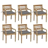 UTSRABFA Deckstühle Freizeitstühle Terrassen-Schwingstuhl Bar-Stühle Batavia-Stühle mit Kissen 6...