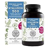 NATURE LOVE® Hyaluronsäure Kapseln mit Zink - Hochdosiert mit 500mg Hyaluron - Vegan - 90 Stück...